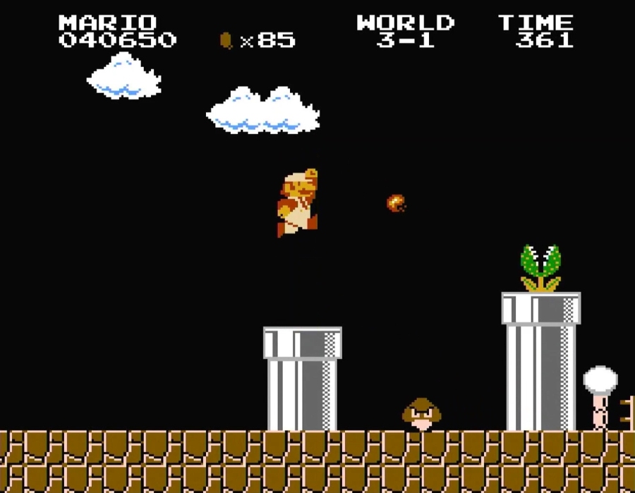 Super Mario Bros. NES (1985) - Tossing a Fireball